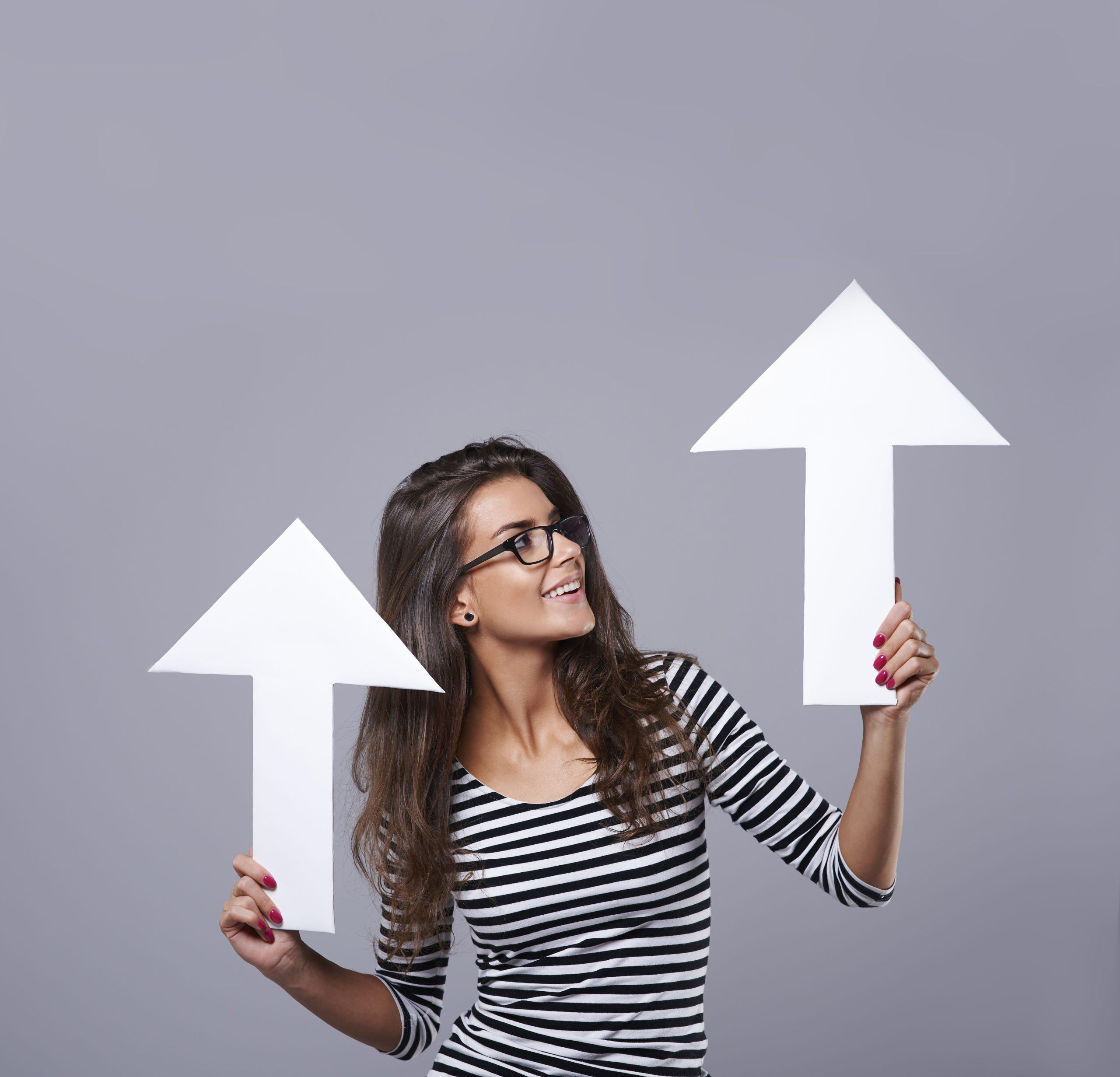 Arrow signs show the upper direction